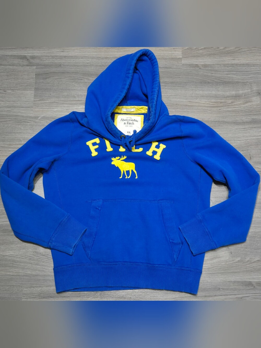 Abercrombie & Fitch Royal Blue Hoodie W Embroidered Yellow Logo Womens XXL
